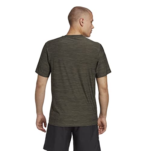 Adidas Herren Train Essentials Stretch Training Tee, Olive strata/Black/Black, M