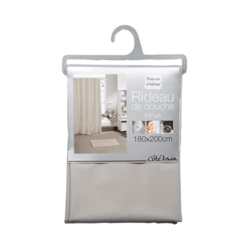 Douceur d'Intérieur Vitamin Shower Curtain PEVA, 180 x 200 x 0.01 cm, taupe, 180 x 200cm, W 70.9" x L 78.7" (1 Panels) - Image 3