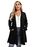 LARACE Open Front Knit Cardigan Sweaters for Women Plus Size Long Sleeve Tops with Pockets...