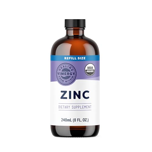 Image of VIMERGY USDA Organic Zinc Supplements for Women & Men (7.5mg Liquid Zinc Per Serving) Fast-Absorbing Immune Support, Promotes Healthy Bones & Skin, Vegan, Up to 120 Servings (240mL)