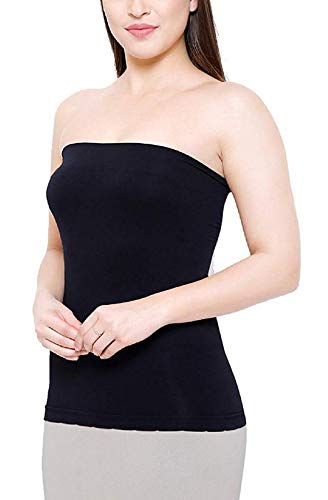 Image of Women's /Girl's Strapless Stretchable Long Bandeau Tube Top Camisole Free Size
