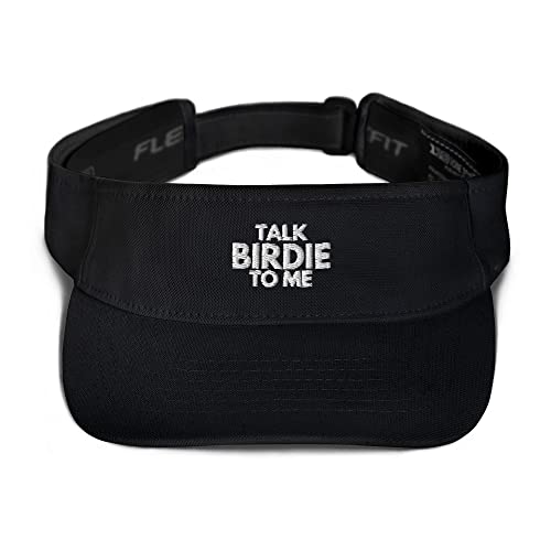 Talk Birdie to Me Hat Visor | Funny Golf Embroidered Sun Visor | Hat Gift for Golfers Black
