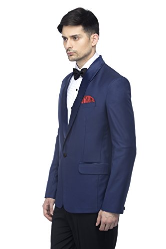 Image of FAVOROSKI Designer Men's Solid Poly Viscose Slim Fit Shawl Collar Tuxedo Suit Blazer