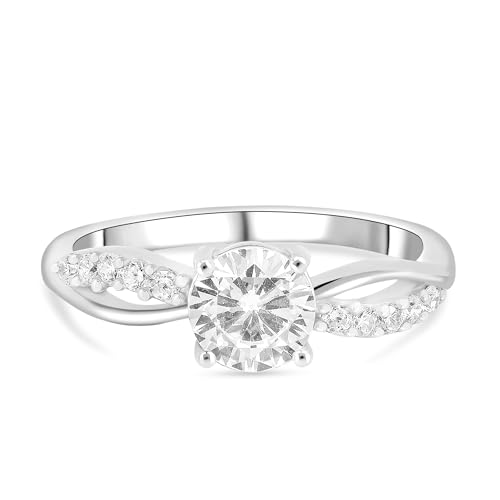 Image of ROOVI Pure 925 Sterling Silver AD Ring For Women I Certificate of Authenticity & 925 Hallmark I American Diamond Gold Plated Rings
