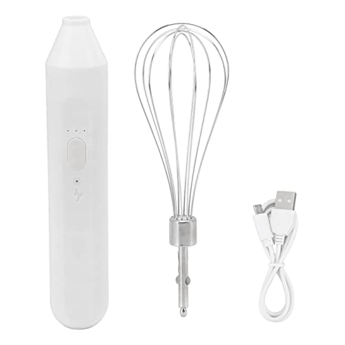 TOPINCN Batidora de Mano Eléctrica Batidora de Mano Recargable Juego de Batidor de Huevos Procesador de Alimentos de Mano Inalámbrico Batidor Eléctrico Recargable USB para Cocinar Hornear (Blanco)