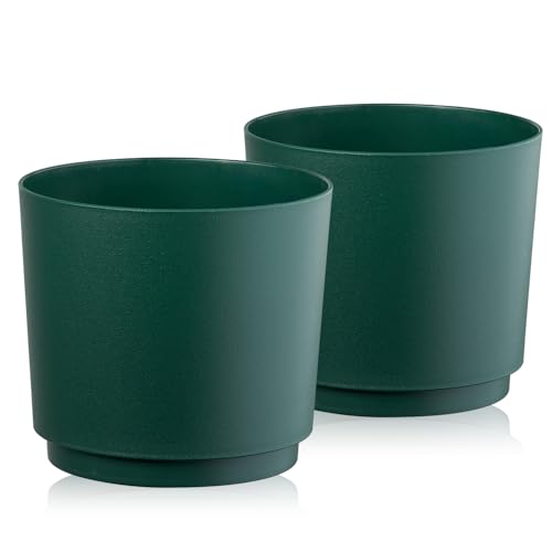 Tymar Übertopf Matte, Blumentopf, Blumenübertopf aus Kunststoff, 2er-Pack (Ozean; ø 22,5 cm)