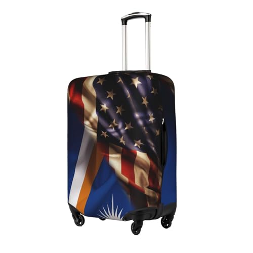 Travel Luggage Cover Combined Marshall Islands And Usa Flag Fashion Washable Baggage Suitcase Protector Fit For Luggage X-Large2