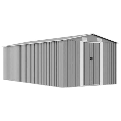 vidaXL Capanno da Giardino in Metallo 257x497x178 cm Grigio Casetta Attrezzi