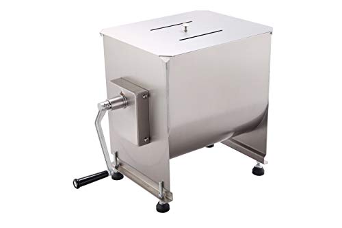 CMI Commercial Stainless Steel Manual Meat Mixers with lid,20Lb/10L Fixed Tank,(Mixing Maximum 15Lb for Meat),Sausage Mixer Machine Meat Processing Equipment