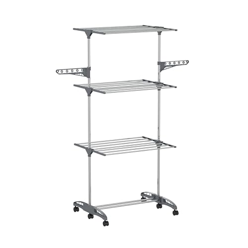 Séchoir à linge d'intérieur pliable 4 niveaux gris Hyfive - 3