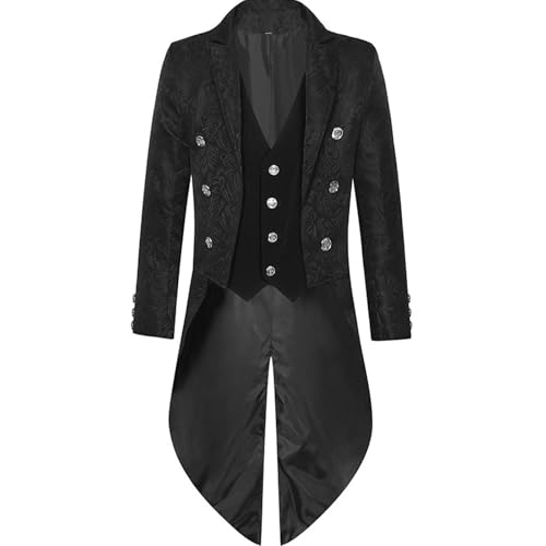 Manteau victorien steampunk pour homme en jacquard noir pour costume festif gothique