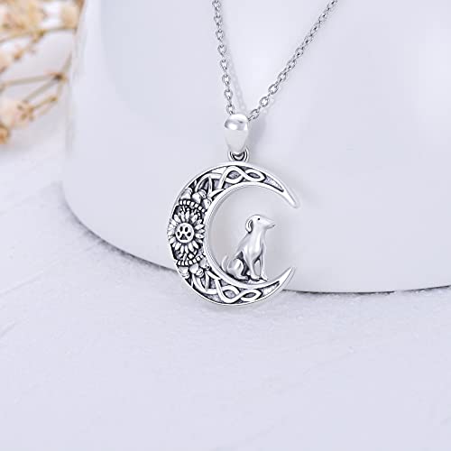 Rmrewy Dog Necklaces 925 Sterling Silver Crescent Moon Sunflower Necklace Dog Paw Jewelry Mother's Day Gifts For Women Mom #TOP3