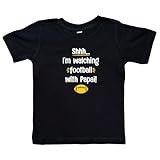 Shhh... I'm Watching Football with Papai Black or White Toddler T-Shirt, Grandson or Granddaughter Present, Kid Shirt, Valentine's (Papai Watching Football Shirt)