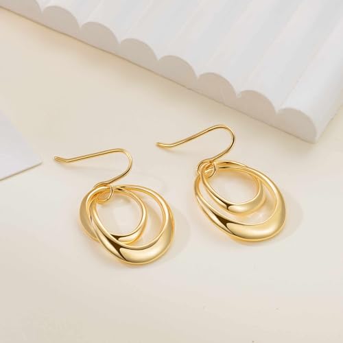 Gold Earrings for Women 14K Gold Hoop Earrings for Women Hoop Dangle Earring for Womens Hoops Radiant and Enchanting Double Hoops Drop Dangle Earring for Womens 5