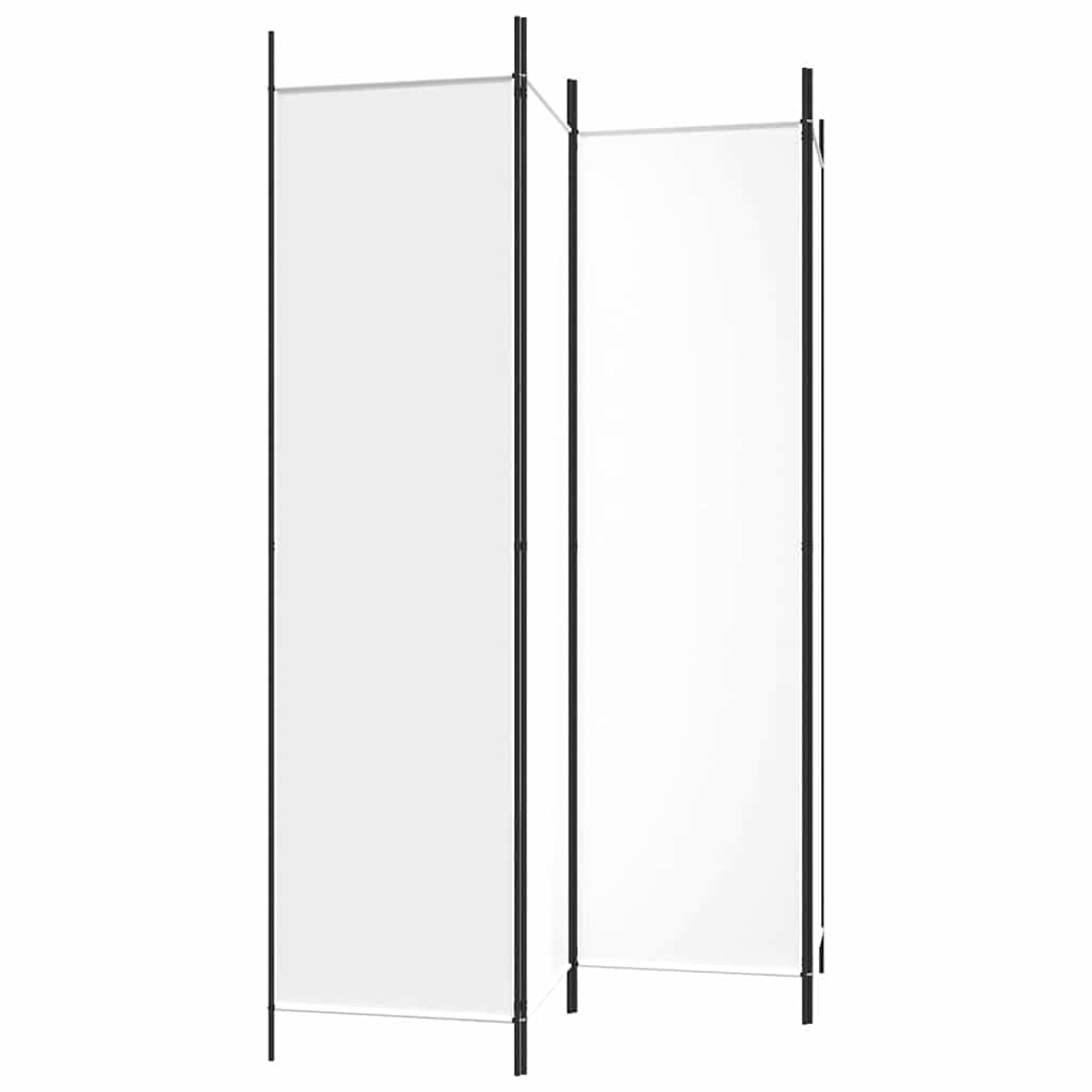 Paravento divisorio a 4 pannelli, in tessuto, bianco, 200 x 200 cm