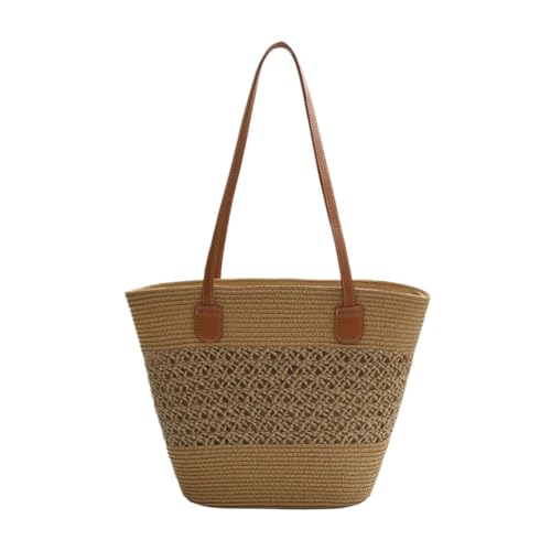 Bolso Paja Bolso De Paja Estilo Literario De Verano Bolso Tejido De Un Solo Hombro Bolso De Playa De Estilo Informal Costero Bolso Paja Mujer(K)