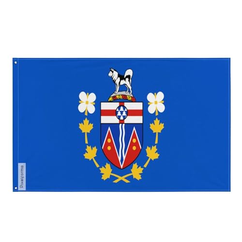Drapeau du commissaire du Yukon Pixelforma en polyester résistant toutes tailles
