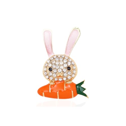Image of Cute Rabbit Brooch Pin for Women Fashion Crystal Bunny Lapel Pin Easter Holiday Party Accessories