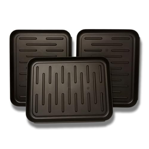 JP Number 車 靴置き シューズトレイ 車用靴置き 泥対策 バット トレー 縁あり 3個セット (ブラック)