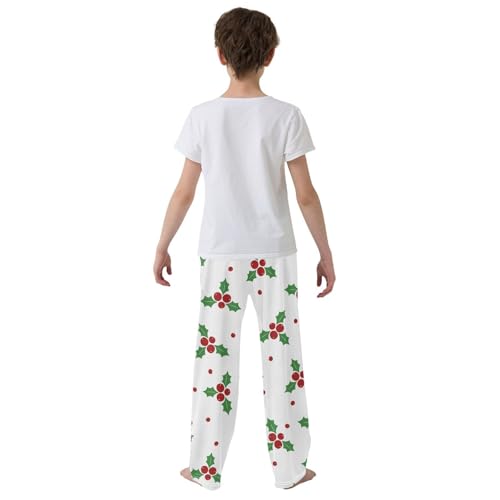 Boys' Pants Christmas Berries White Holiday Long Bottoms Jogger Pants Elastic Waist Trousers with Pockets S-XL3