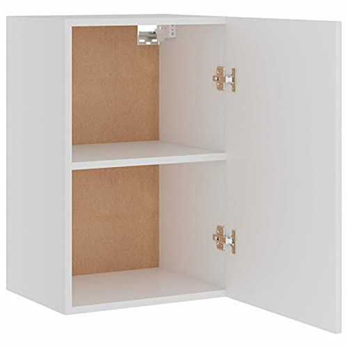 Mogou Hängeschrank, Hängeglasschrank Küche, Küchenschrank, Schrank Mit Glastüren, Küchenhängeschränke, Wandvitrine Hängend, Weiß 39,5x31x60 cm Spanplatte - Image 7