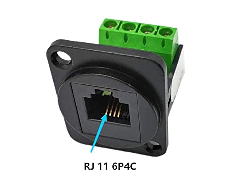 Conector RJ11 6P4C Panel D para Teléfono Negro miniatura 2