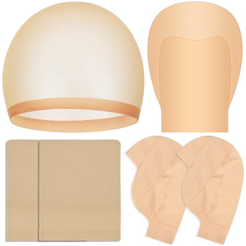 Seifar 4Pcs Halloween Bald Cap, 2Pcs Nylon Wig Caps with 2Pcs Latex Makeup Bald Cap for Adults Women...