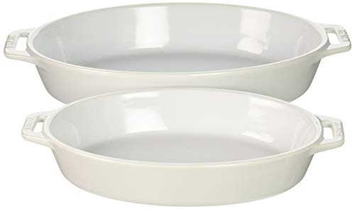 STAUB Ceramics Oval Baking Dish Set, 2-piece, White