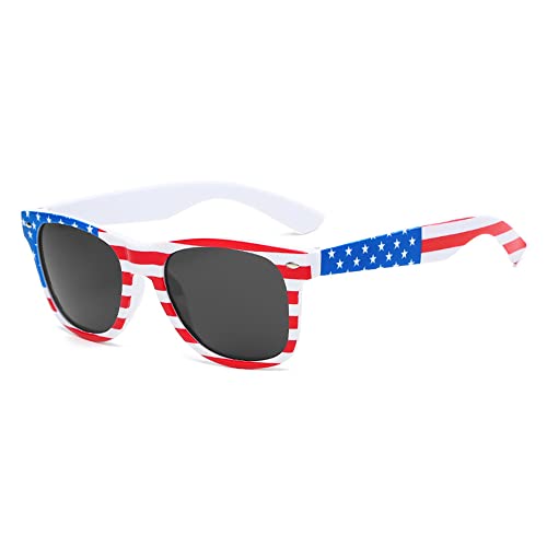 UTTPLL Kids American Flag Glasses Classic Retro 90s Style USA 4th of July Patriotic Eyewear Beach Holiday Sunglasses for Boys Girls Age 3-10 UV 400 Protection
