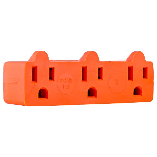 GE 3-Outlet Extender Grounded Wall Tap 3-Prong Multiple Plug Power Splitter Cruise Essentials Use for Home Office School Dorm UL Listed Orange 54541
