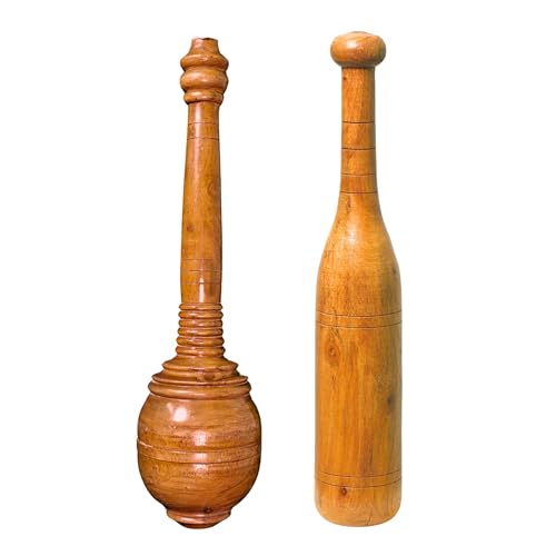 Image of Child Mudgar 2KG & Child Hanuman Gada 1.5KGCombo | Made in India Handcrafted Natural Jungle Wood Clubbell Clubbell | Fully Polished with Certificate of Authentication | No. 1 Quality