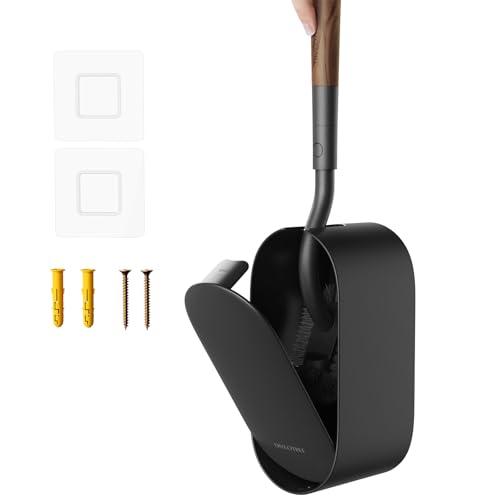 Toilet Brush and Holder, Diveotree Wooden Toilet Bowl Brush for Dead Corner Cleaning Wall Mounted...