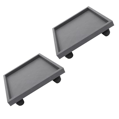 NIYANGLE Bandeja para Macetas Cuadrada Grande 290mm de Cemento Sintético con Ruedas, Soporte Móvil para Plantas de Interior y Exterior, Carrito Rodante para Macetas, Base