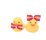 Pride Themed Yellow Rubber Duck Ducks - Multi Colored Striped Lesbian Bow - Individual or Pack of 2
