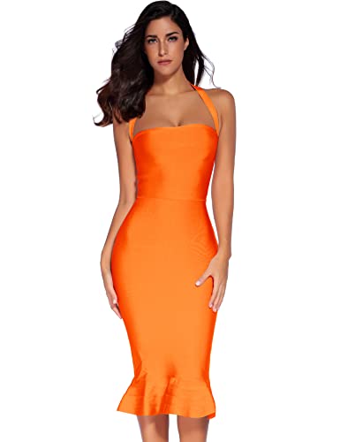 Image of meilun Womens Halter Fishtail Bandage Party Dress Elegant Wedding Guest Dress