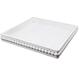 Hrastany Square Wood Decorative Serving Tray, Rustic Coffee Table Tray for Ottoman,Kitchen Counter Organizer, Bedroom, Home Decor(Whitewashed)