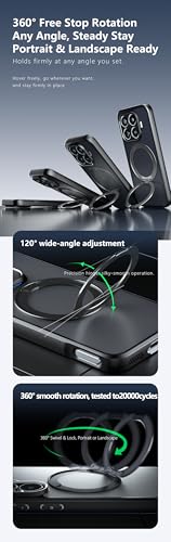 Image of Compatible with Xiaomi 17T Pro Case Cover,Compatible with Xiaomi 17T Pro 5G 2602EPTC0G Built-in 360Rotating Magnetic Mount Matte Translucent Phone Protective Case Black