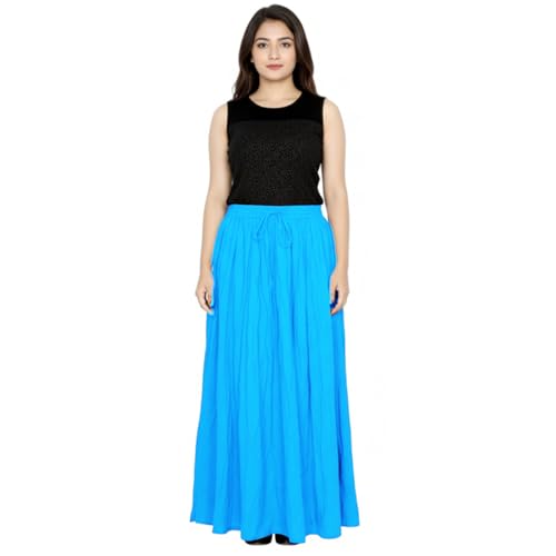 Image of Sttoffa Women Solid Color Maxi Plain Cotton Full Length White Skirt 40 inch Long Cotton Long Skirt