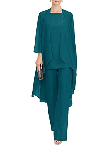 Zongqiven Chiffon Mother of The Bride Pant Suits 3Pcs...