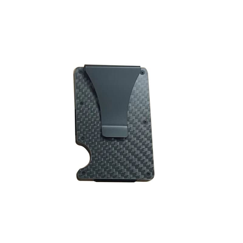 RFID BLOCKING CARBON FIBER, WOOD, MINIMALIST WALLET WITH 15 CARD CAPACITY AND MONEY CLIP (Carbon Fiber, BLACK)
