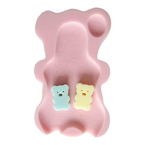 yuchurey ベビーバスマット クマの形 新生児 シャワー バスクッション 可愛い 柔らかい 滑り止め 赤ちゃんのお風呂 0〜2歳 滑り止め設計 家庭用 お風呂サポート ベビー用浴槽 ベビー用品 (pink)