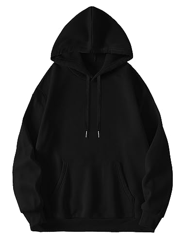 iiniim Casual Loose Hooded Sweatshirt for Men Drawstring Long Sleeve Solid Hoodie Pullover with Front Pocket