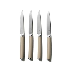 Material, The 5pc Stainless Steel Steak Knives Set, 4 Knives + Holder, Razor Sharp, Matte Finish, Dishwasher Safe, Morel