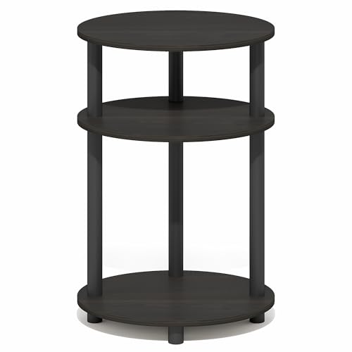 Furinno Turn-N-Tube 3-Tier Oval Night Stand, Toolless Assembly Narrow Nightstand, Modern Compact Side Table, End Table, for Living Room, Bedroom, Espresso - image 7