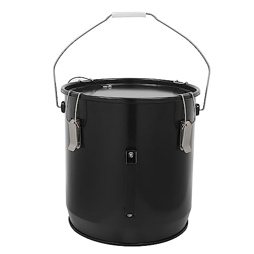 Fryer Grease Bucket 6 Gal Oil Disposal Caddy Steel Fryer Oil Bucket Transport Container W/Lid & Lock Clips Top Handle Rust-Proof Coating Oil Caddy For Oil Storing And Moving (Black)