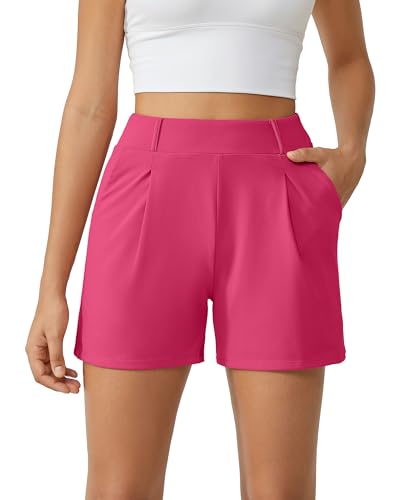 Image of G4Free EverGoing Dressy Casual Shorts for Women 4 inch High Waisted Summer Lounge Pleated Shorts with Pockets