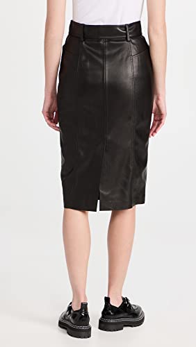 Theory Women's Belted Seam Faux Leather Skirt4