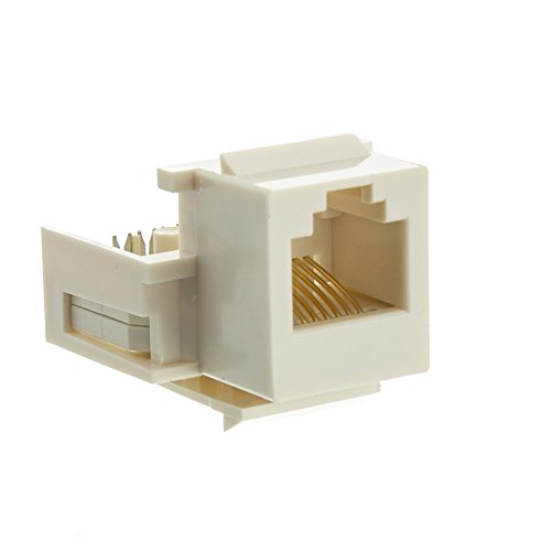 CableWholesale Keystone Insert, White, Phone Jack, Tooless, RJ11 / RJ12 Female to Wire Insert