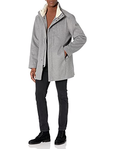 Image of Vince Camuto Men's Faux Fur Trim Wool Pea Coat