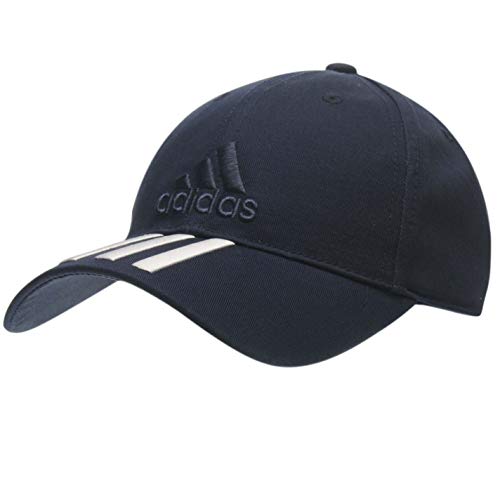 Gorra de béisbol Adidas para hombre, ajustable, diseño de 3 rayas, color azul marino y blanco